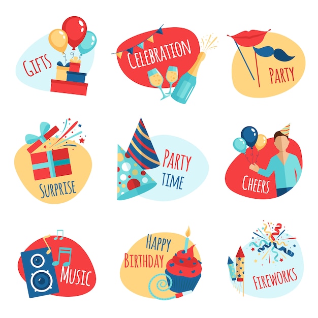 Conjunto de emblemas de fiesta