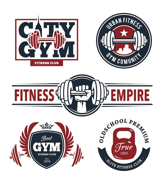 Vector gratuito conjunto de emblemas de fitness