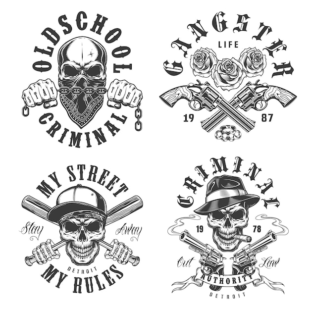 Conjunto de emblemas de gángsters