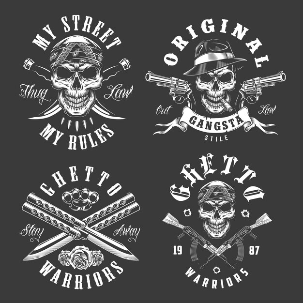 Conjunto de emblemas de gángsters
