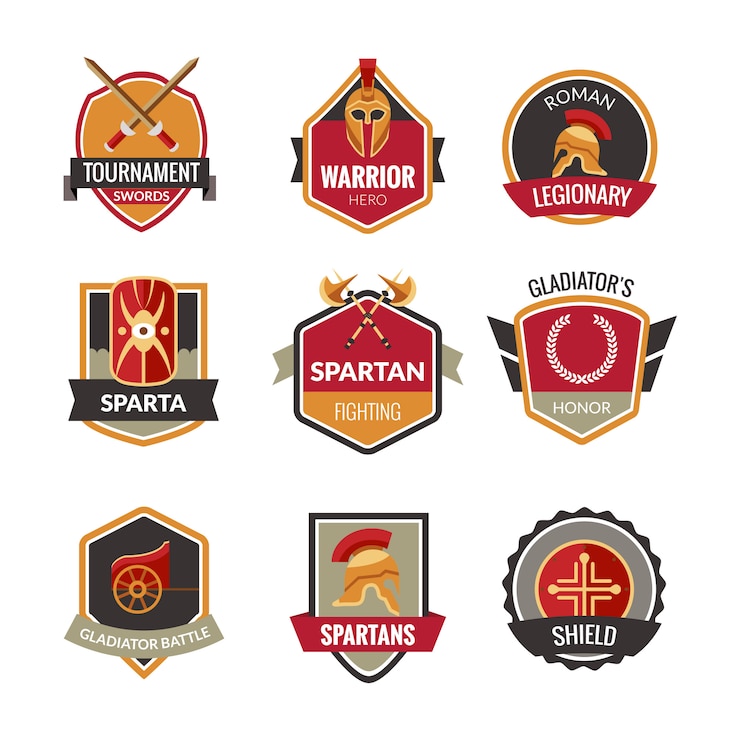 Vector gratuito conjunto de emblemas de gladiador