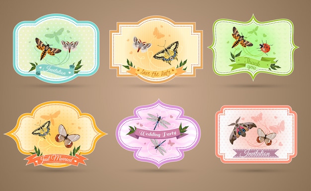 Conjunto de emblemas de insectos