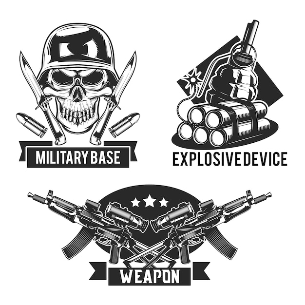 Vector gratuito conjunto de emblemas militares