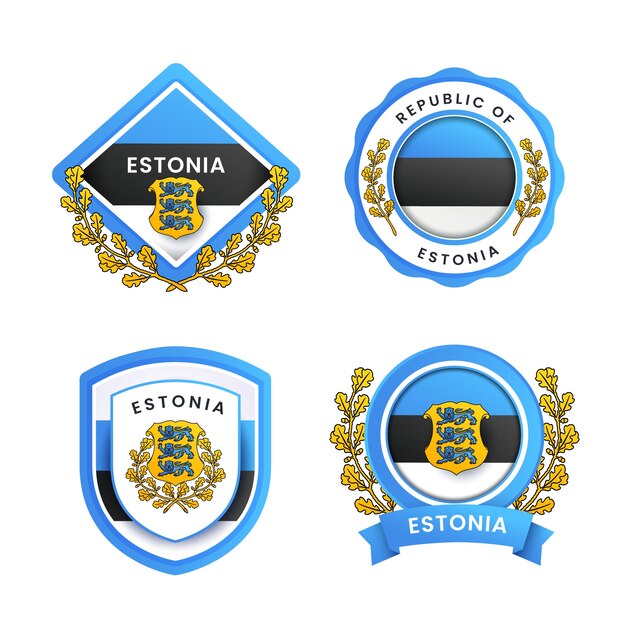 Conjunto de emblemas nacionales de estonia degradado