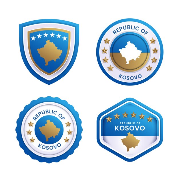 Conjunto de emblemas nacionales de kosovo degradado