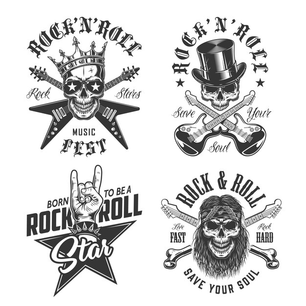 Conjunto de emblemas de rock and roll