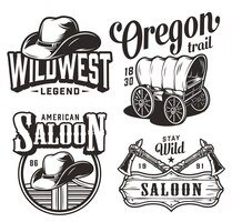 Vector gratuito conjunto de emblemas vintage del salvaje oeste