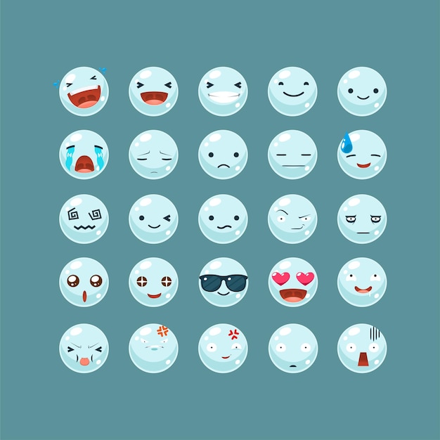 Conjunto de emoticonos de la burbuja de agua.