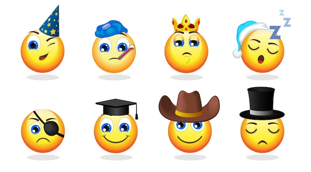 Conjunto de emoticonos divertidos de dibujos animados