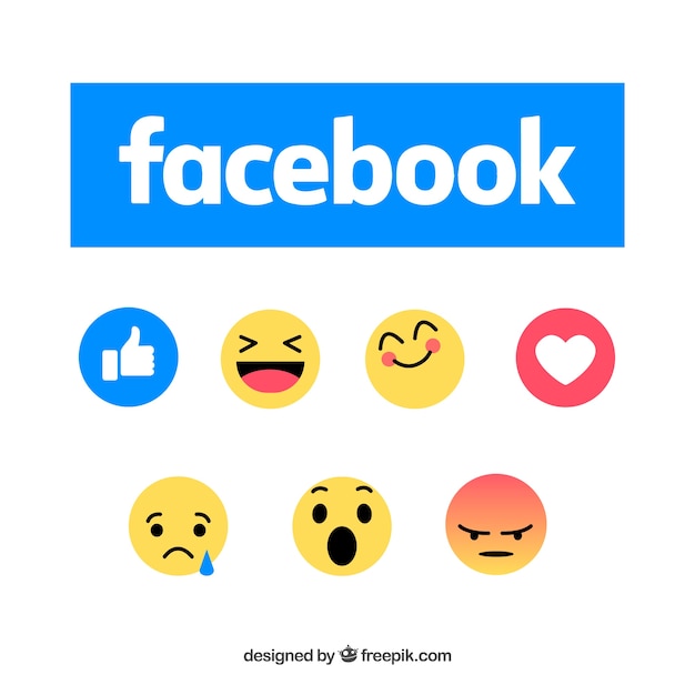 Vector gratuito conjunto de emoticonos de facebook en estilo plano