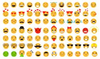 Vector gratuito conjunto de emoticonos tristes y felices