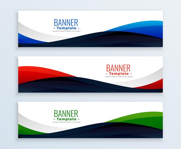 Conjunto de encabezados de banners de negocios web ondulado