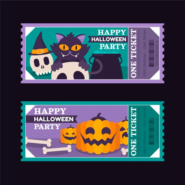 Conjunto de entradas planas de halloween