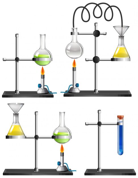 Conjunto de equipos de ciencia en blanco