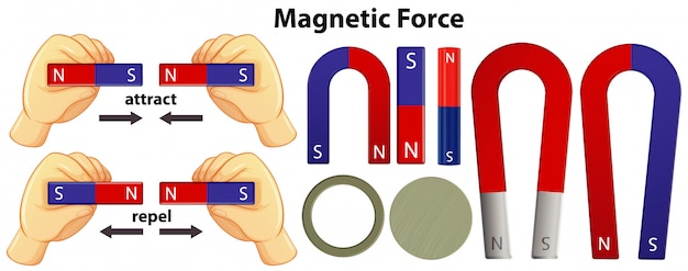 Conjunto de equipos magnéticos sobre fondo blanco.
