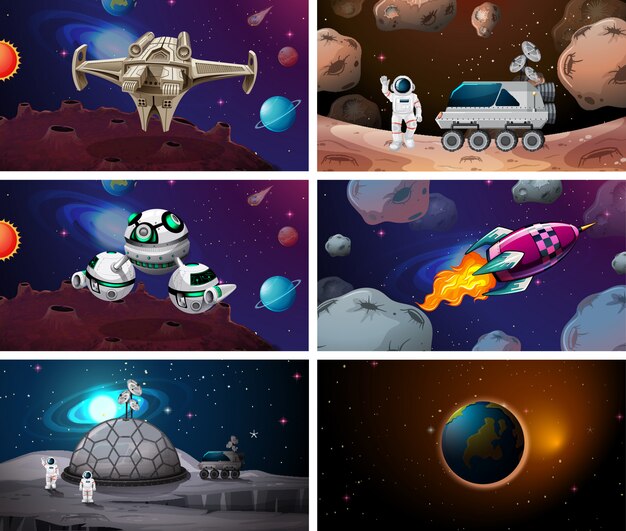 Conjunto de escena espacial enorme
