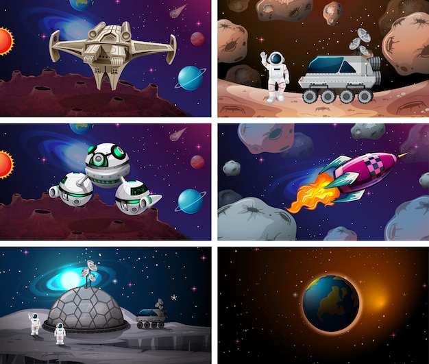 Conjunto de escena espacial enorme