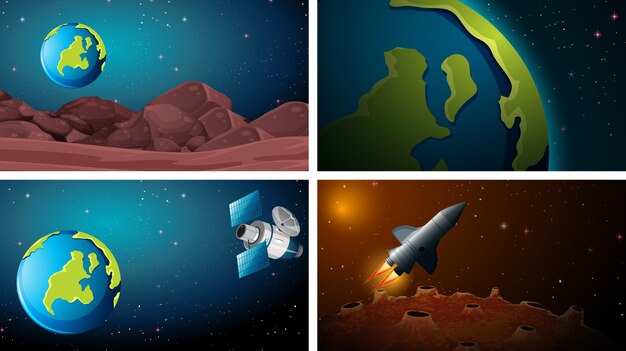Conjunto de escena de espacio de tierra