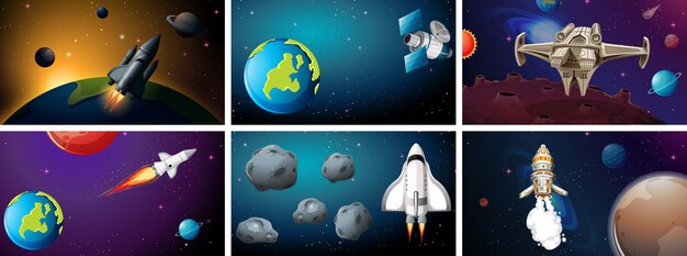 Conjunto de escenas de fondo del espacio