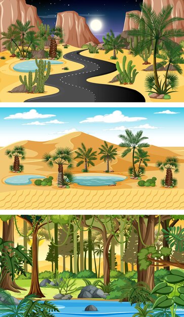 Conjunto de escenas horizontales de diferente naturaleza.