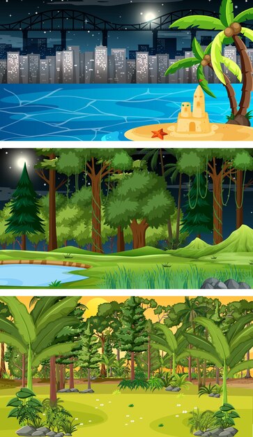 Conjunto de escenas horizontales de diferente naturaleza.