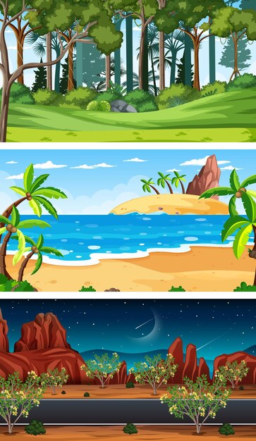 Conjunto de escenas horizontales de diferente naturaleza.