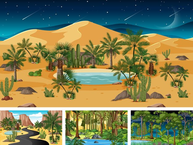 Conjunto de escenas horizontales de diferente naturaleza.