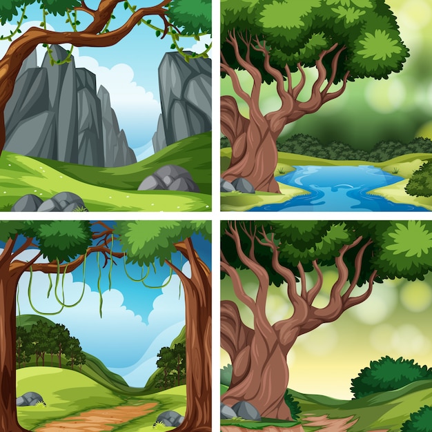 Conjunto de escenas de la naturaleza.