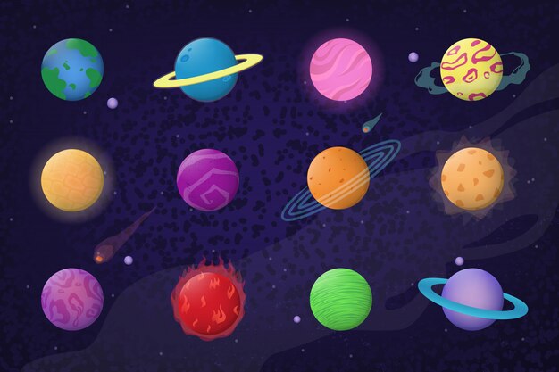 Conjunto de espacio y planetas
