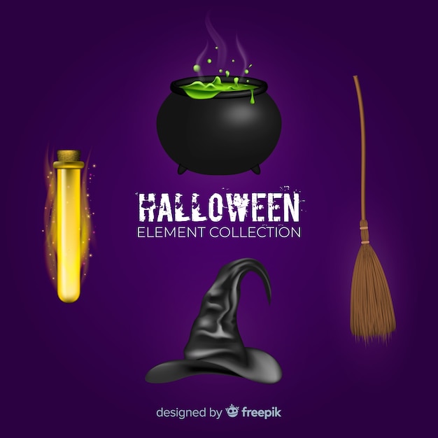 Vector gratuito conjunto espeluznante de elementos de halloween