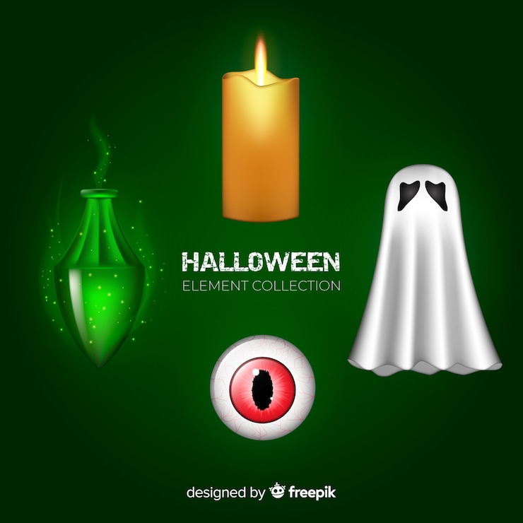 Vector gratuito conjunto espeluznante de elementos de halloween
