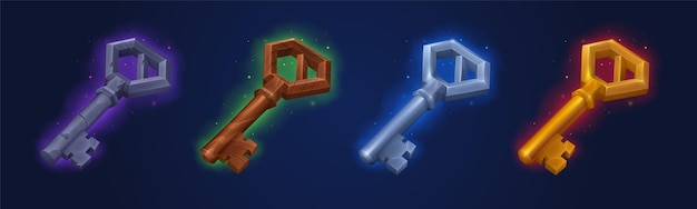 Vector gratuito conjunto de esqueleto de activos de jugador de iconos de accesorios de teclas de juego