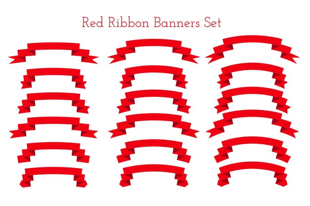 conjunto de estandartes de elementos de etiqueta roja vacíos para la decoración de premios o eventos
