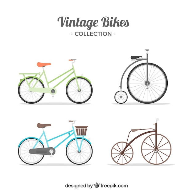 Vector gratuito conjunto con estilo de bicicletas retro