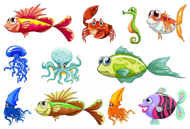 Conjunto de estilo de dibujos animados de diferentes animales