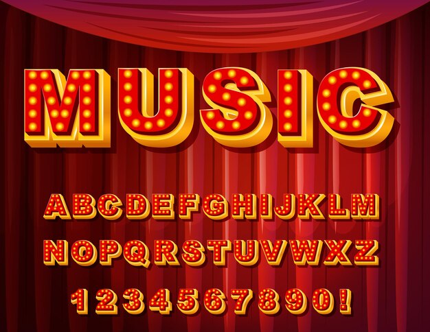 Un conjunto de estilo de programa de juego del alfabeto inglés