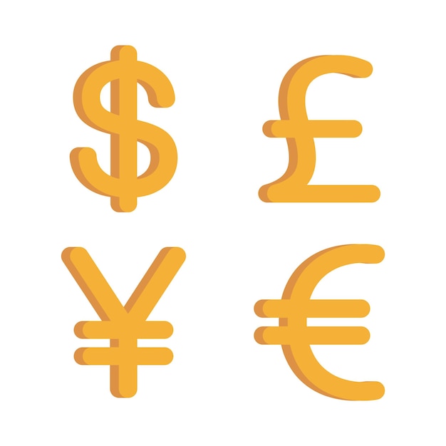 Conjunto de estilos 3D de varias monedas