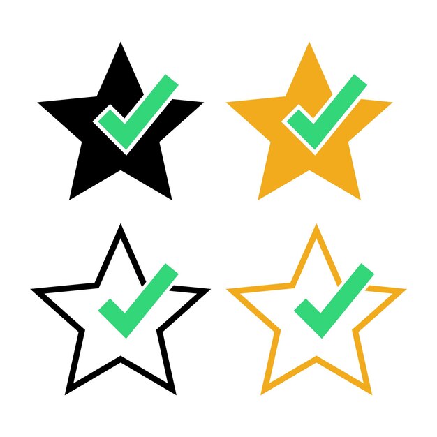 Conjunto de estrella con marca de verificación