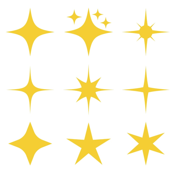 Vector gratuito conjunto de estrellas brillantes de trazo de pincel