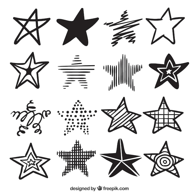 Vector gratuito conjunto de estrellas dibujadas a mano