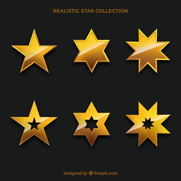 Conjunto de estrellas doradas