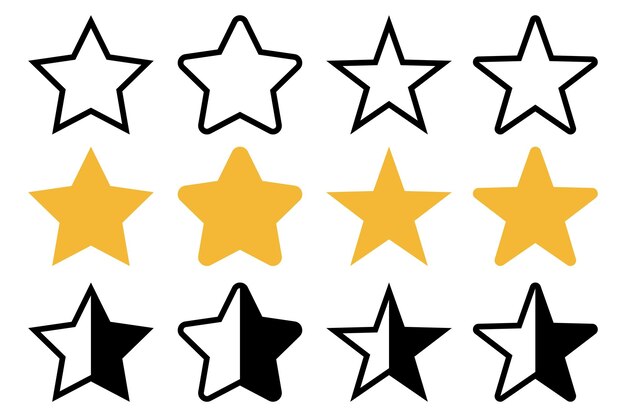 Conjunto de estrellas Esquema medio glifo plano