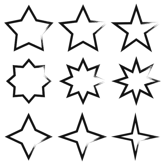 Vector gratuito conjunto de estrellas de estilo boceto