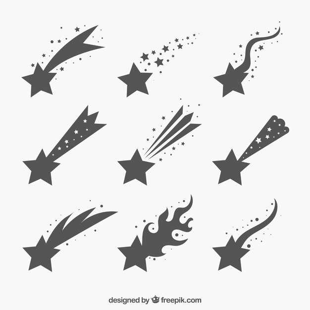Conjunto de estrellas fugaz grises