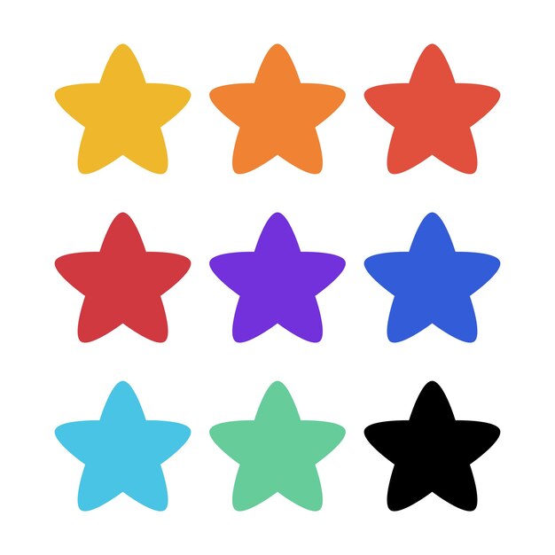 Conjunto de estrellas de varios colores