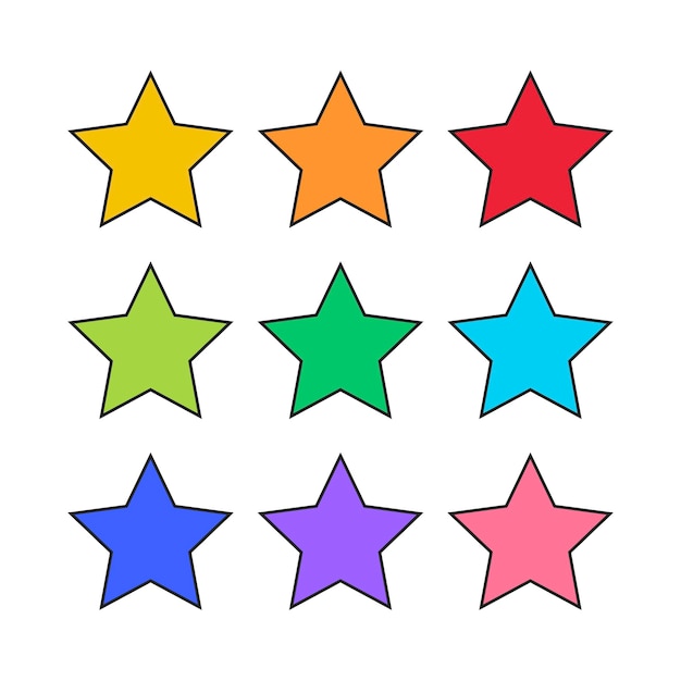 Conjunto de estrellas de varios colores