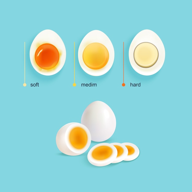 Conjunto de etapas de huevos hervidos