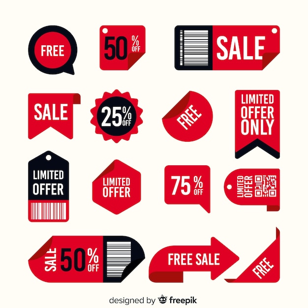 Vector gratuito conjunto de etiqueta de venta con diferentes ofertas.