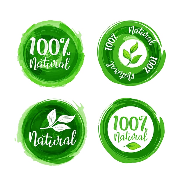 Vector gratuito conjunto de etiquetas 100% natural