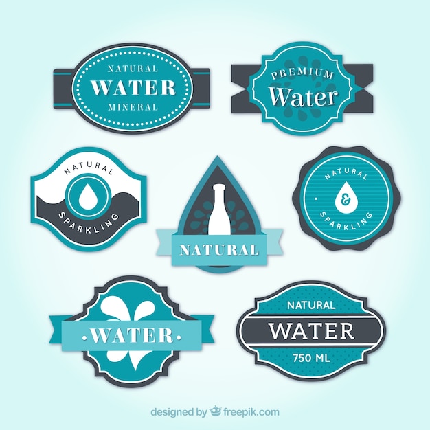 Vector gratuito conjunto de etiquetas de agua